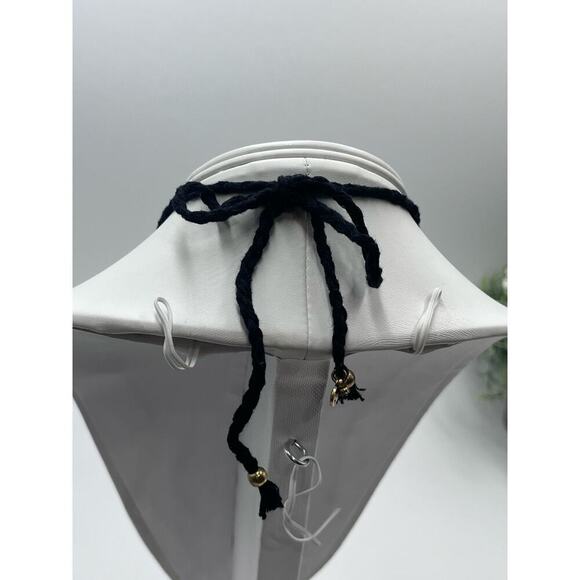 J. Crew Crystal Clear Milky White Gems Black Fringe Adjustable Tie Necklace - Picture 8 of 14